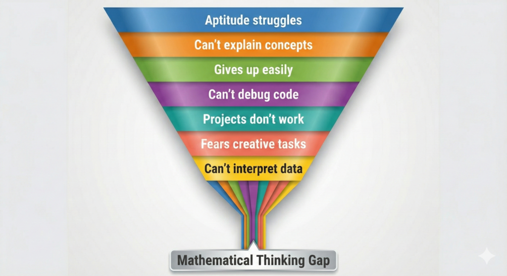 Seven different student struggles in engineering education all converging to reveal one root cause: missing mathematical thinking